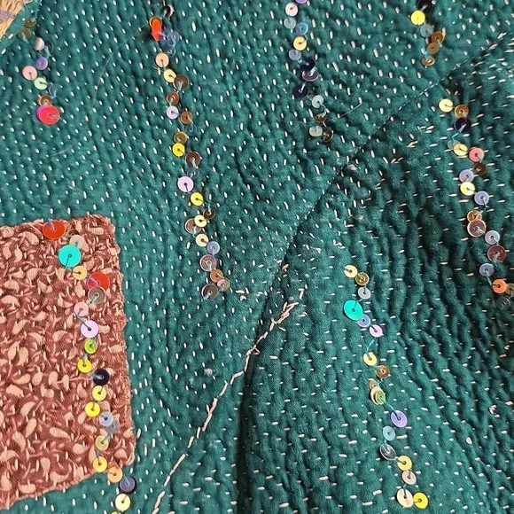 Sapana Blue and Teal Patterned Jacket - Picture 4 of 5